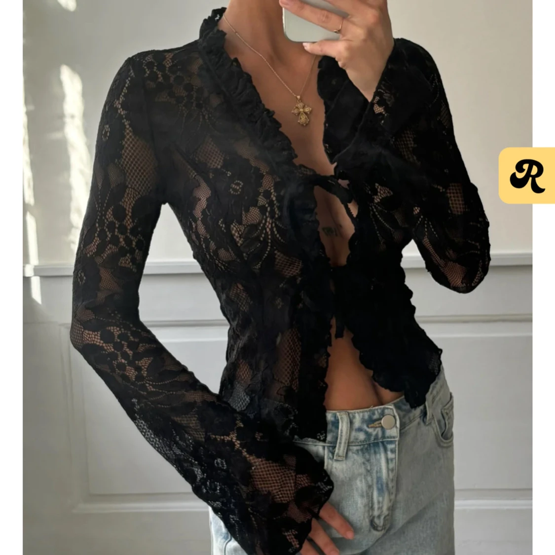 Svart spetsblus från Venderby’s XS/S - 1