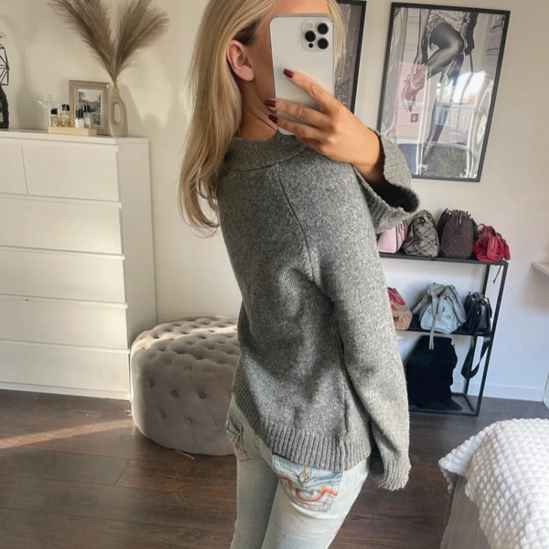 Grå kofta Sabrina i stickad ull - 1