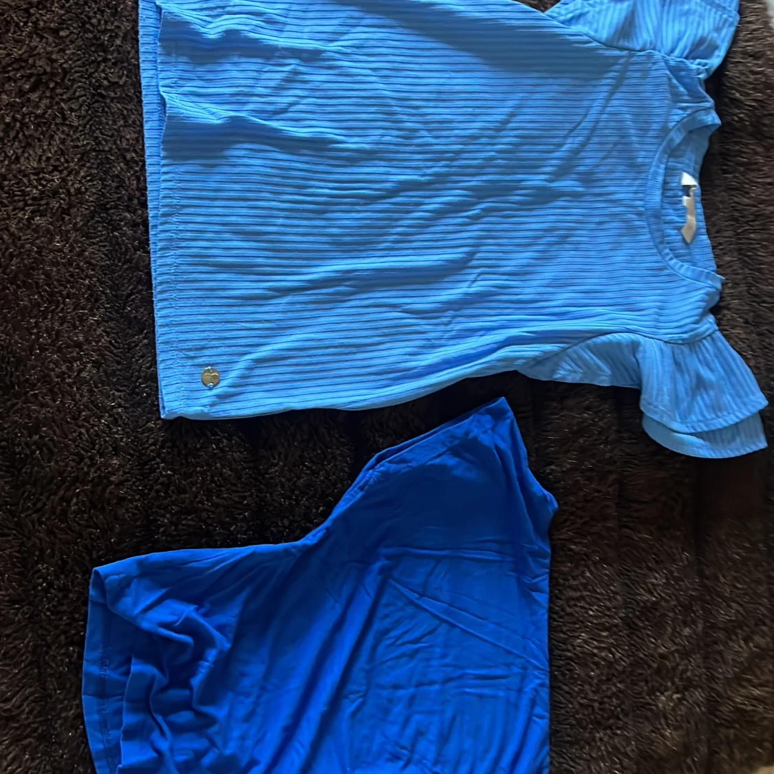 Blå ribbad topp Pernilla Wahlgren XS, blå backless tröja