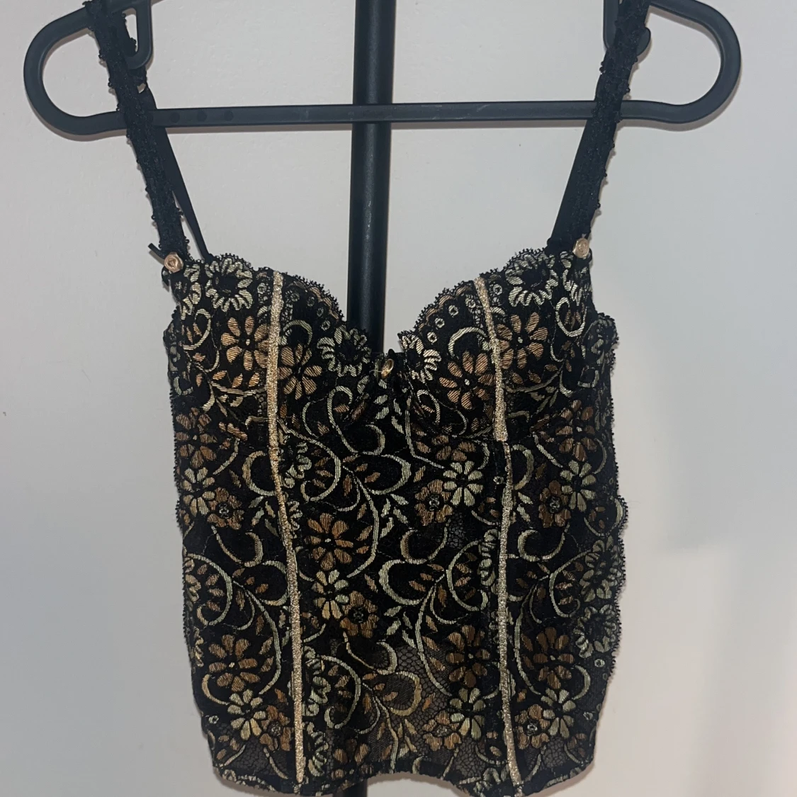 Svart och guld blommig korsettopp - 2