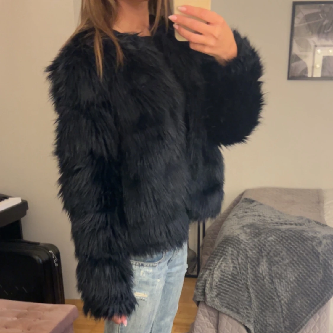 Marinblå pälsjacka  - 1