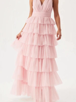 Rosa balklänning  - En jättefin rosa balklänning från bubbelroom ensams använd en gång, nypris 1800 pris kan diskuteras, tveka inte på att ställa frågor 