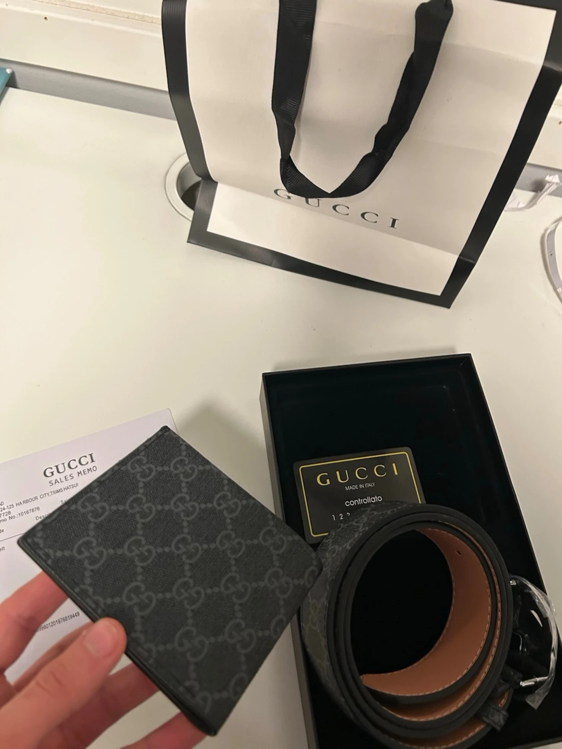 Svart Gucci bälte med plånbok - 4