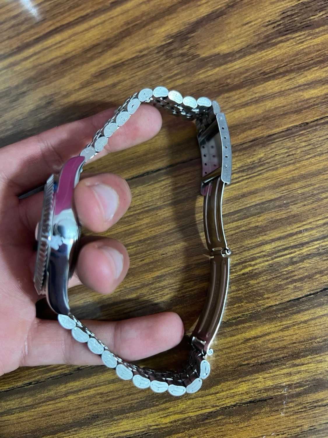 Silver klocka med grön urtavla - 5