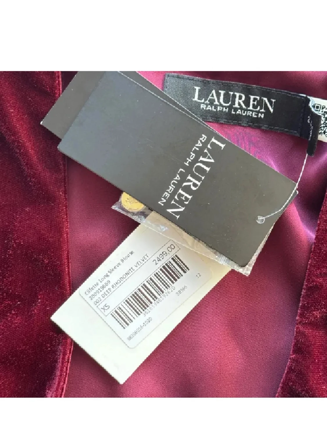 Vinröd omlottblus i sammet Lauren Ralph Lauren - 2