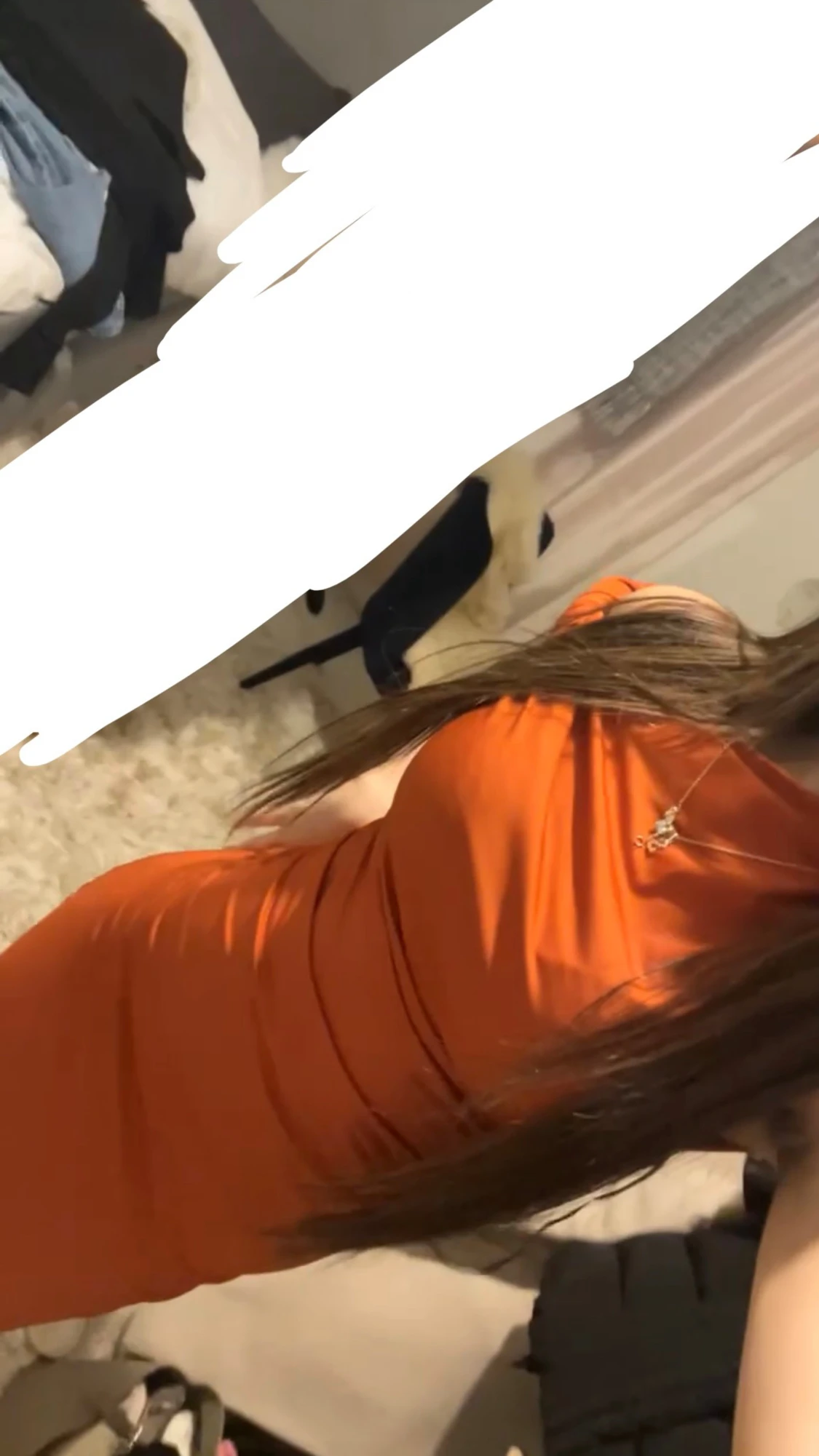 Orange tight långklänning