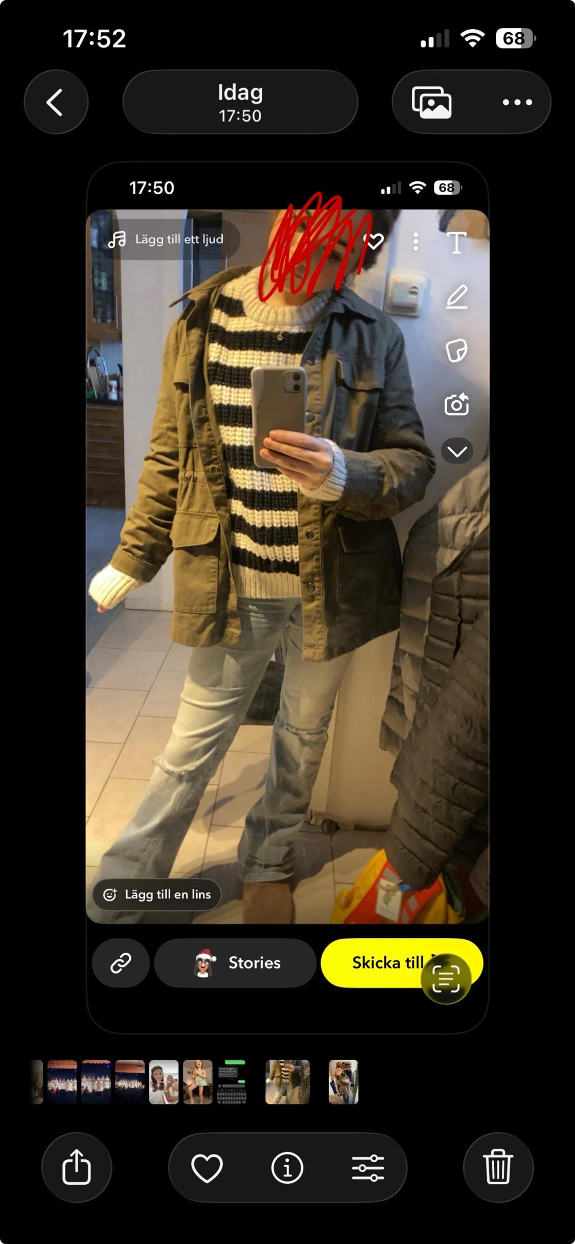 Olivgrön parkajacka med snörning - 1