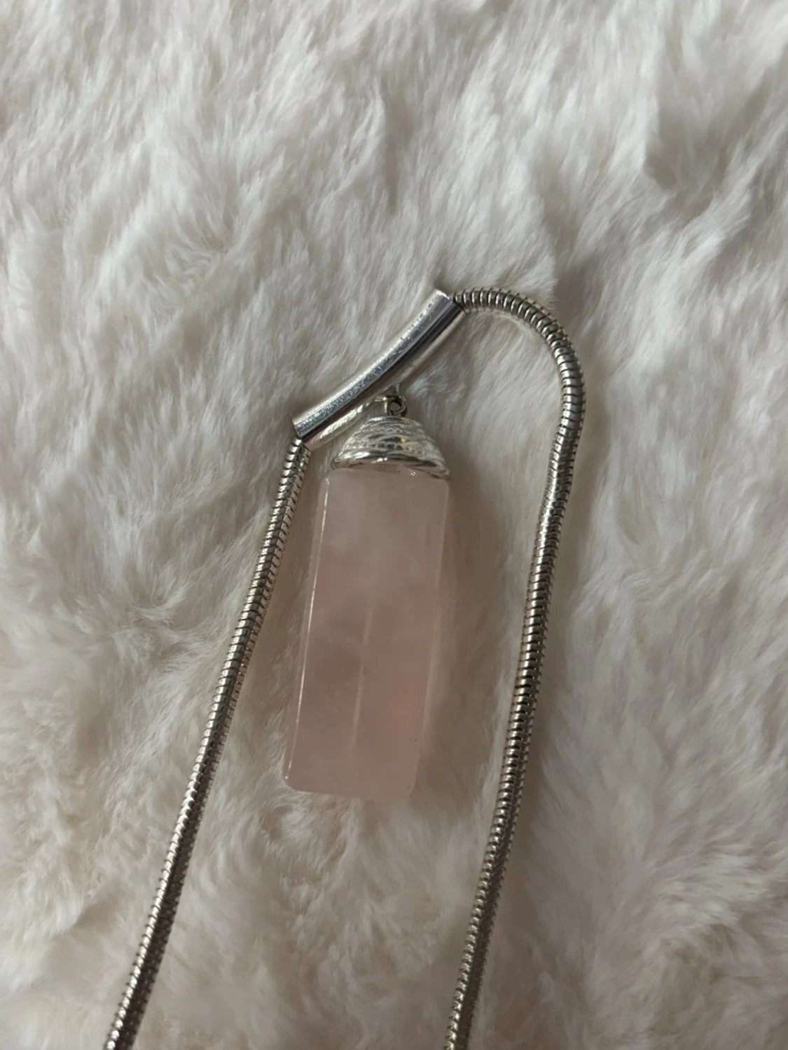 Silverig lång Kristall halsband  - 1