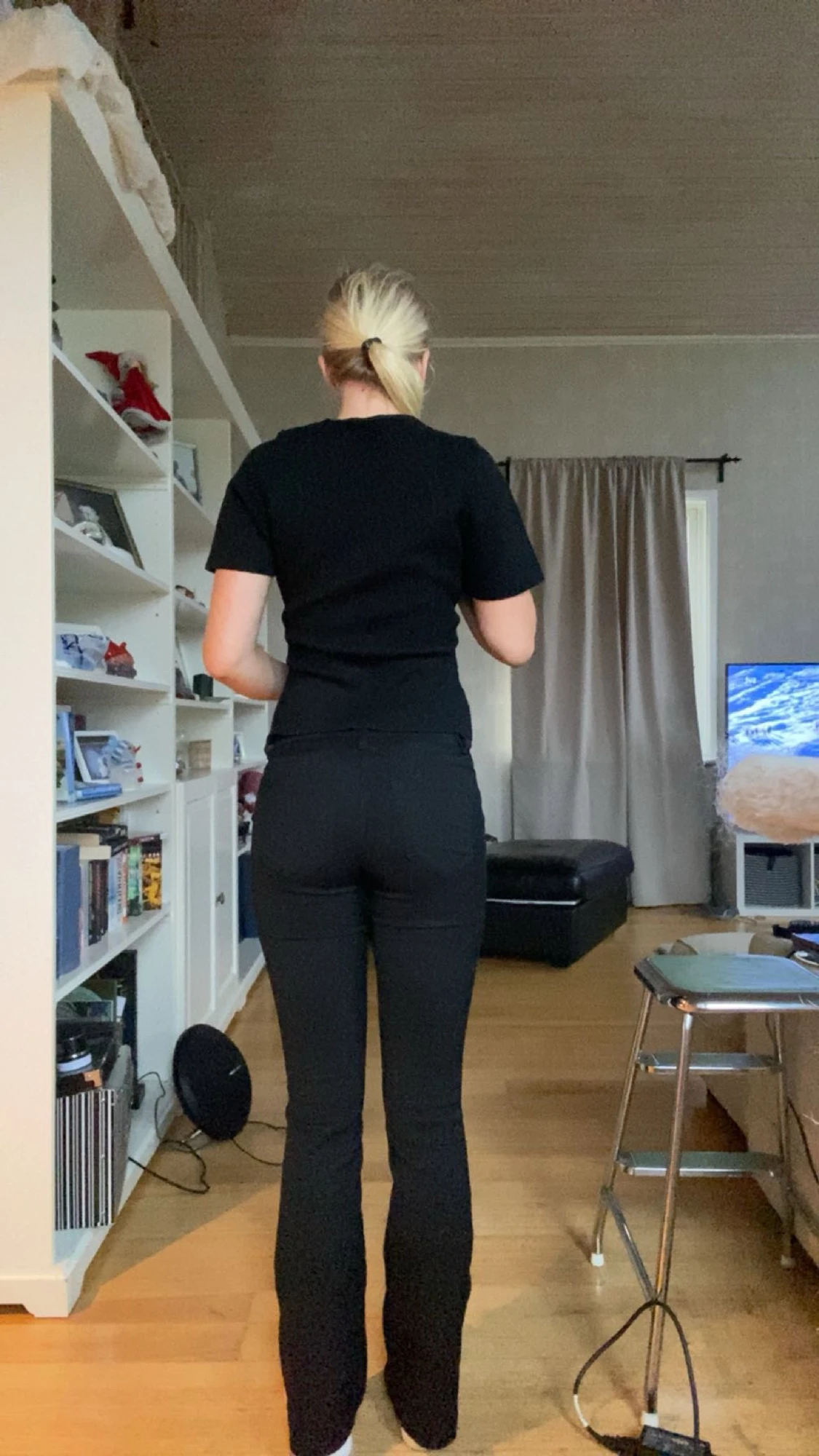 Svarta bootcut jeans med dragkedja - 2