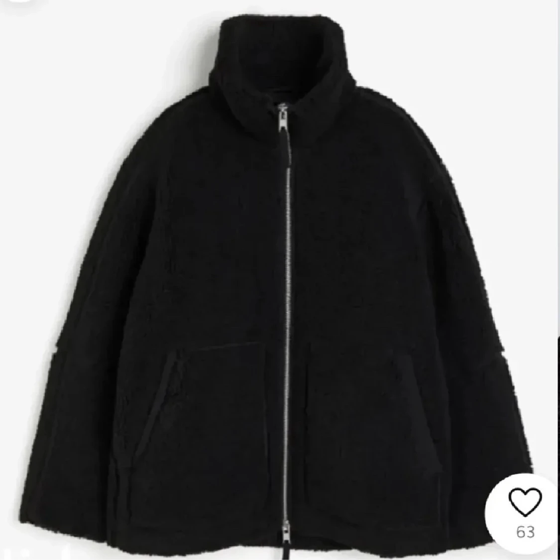 Svart teddyjacka med dragkedja