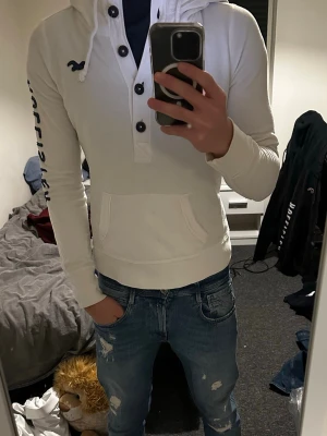 Hollister hoodie - Vit hollister hoodie💫 Vädligt fet o unik🤩Har mönster i luvan som är väldigt snyggt🤩