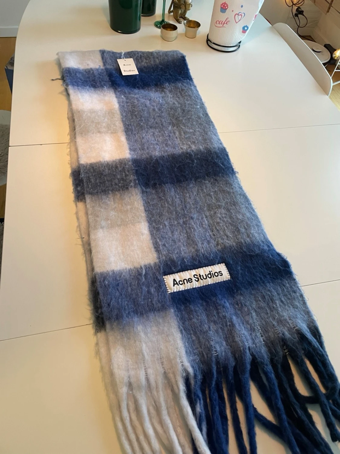 Rutig blå och vit halsduk Acne Studios - 1