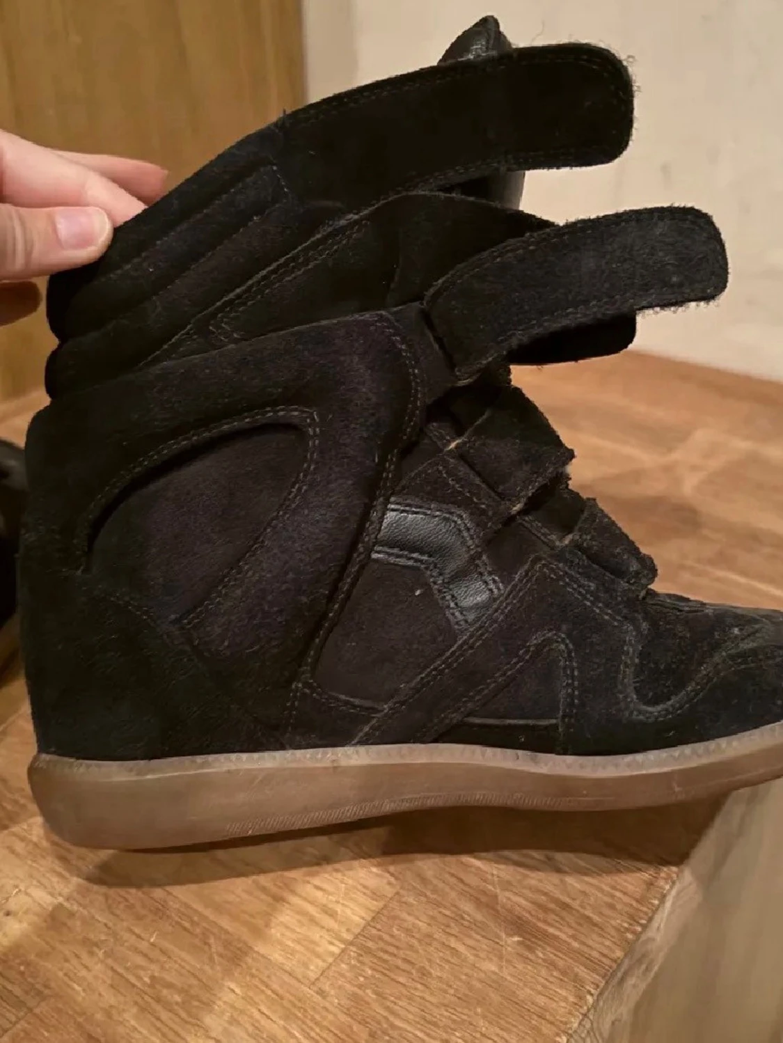 Svarta höga sneakers med kardborre - 4