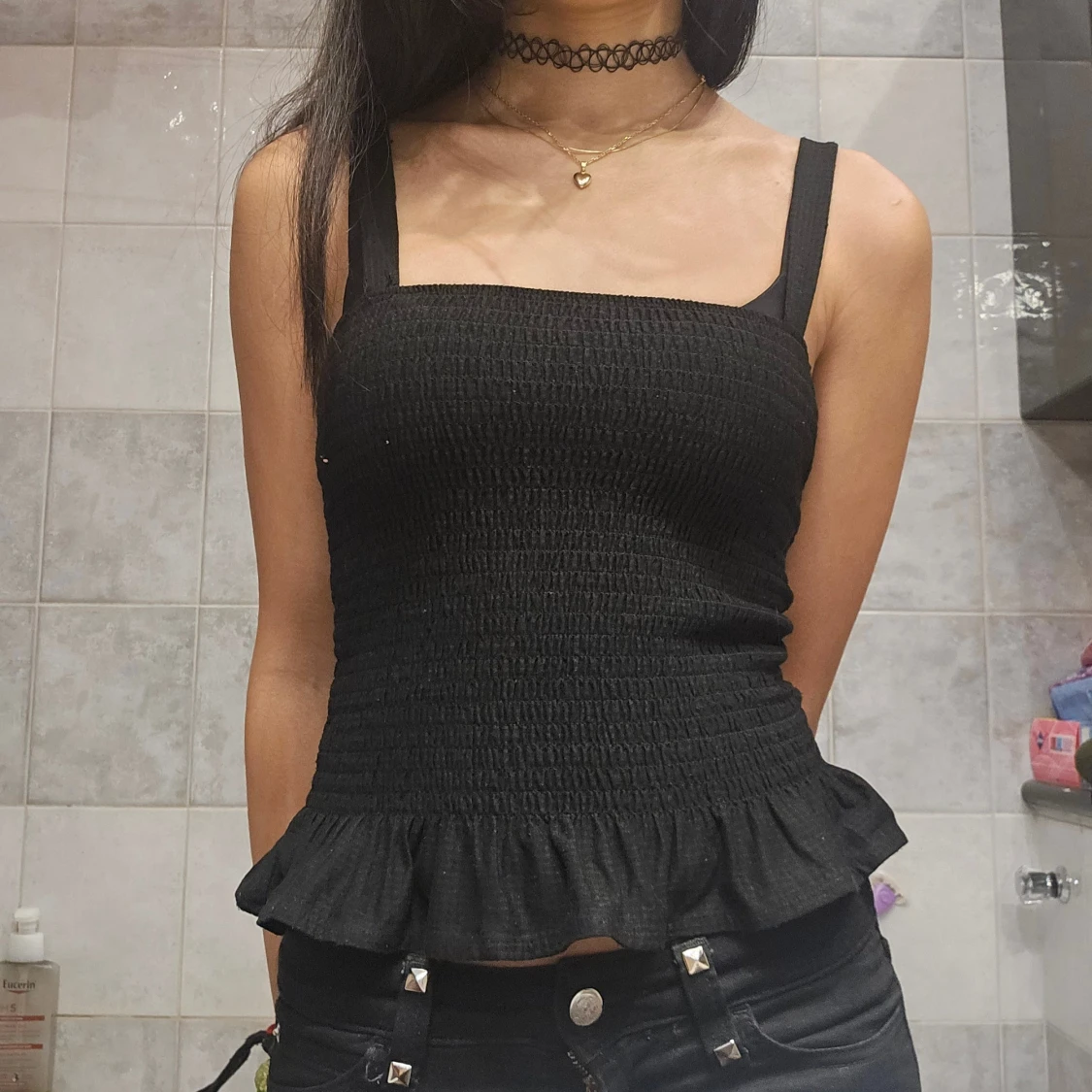 Svart volang linnetopp från H&M