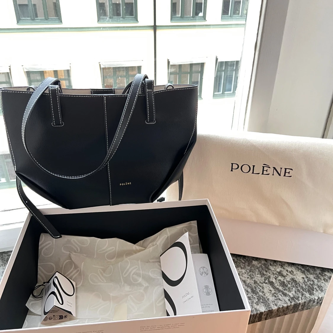 Svart Polène cyme mini väska - 4