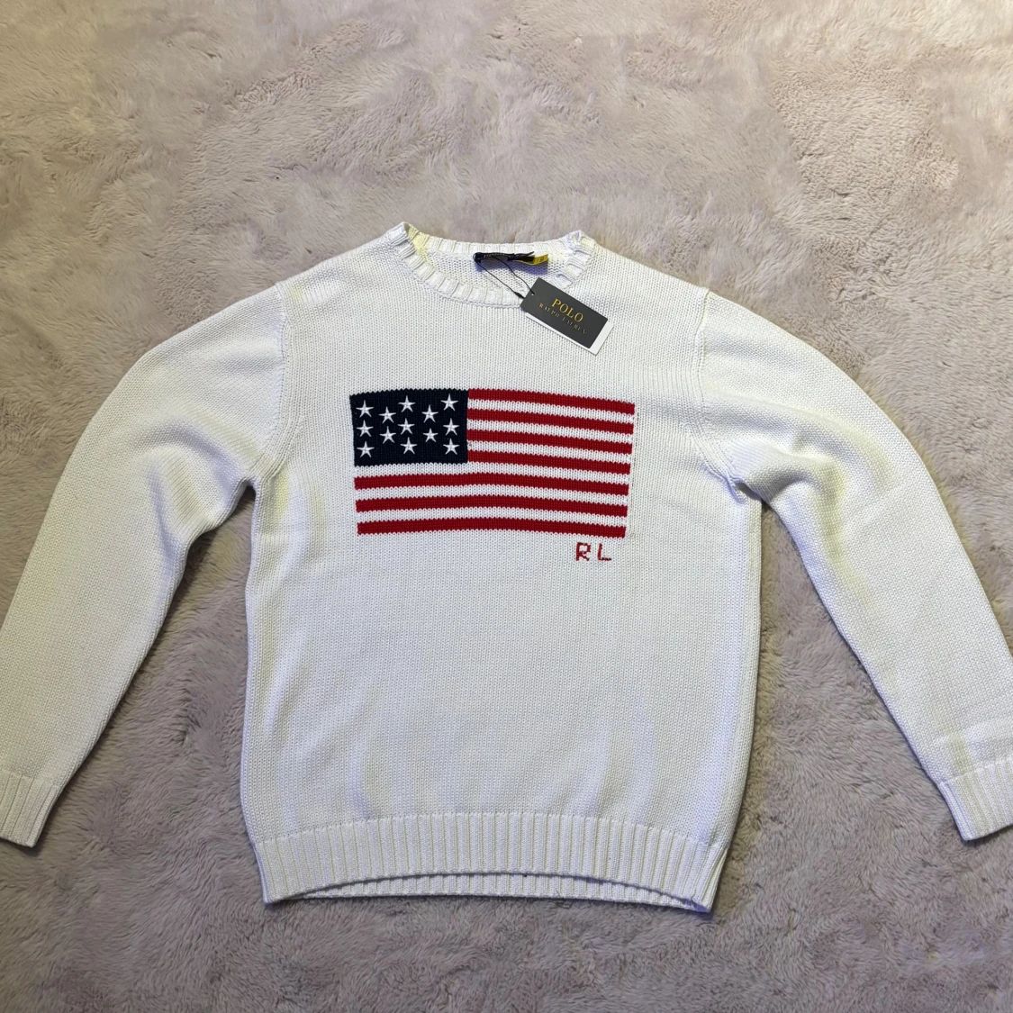 Vit stickad tröja Polo Ralph Lauren