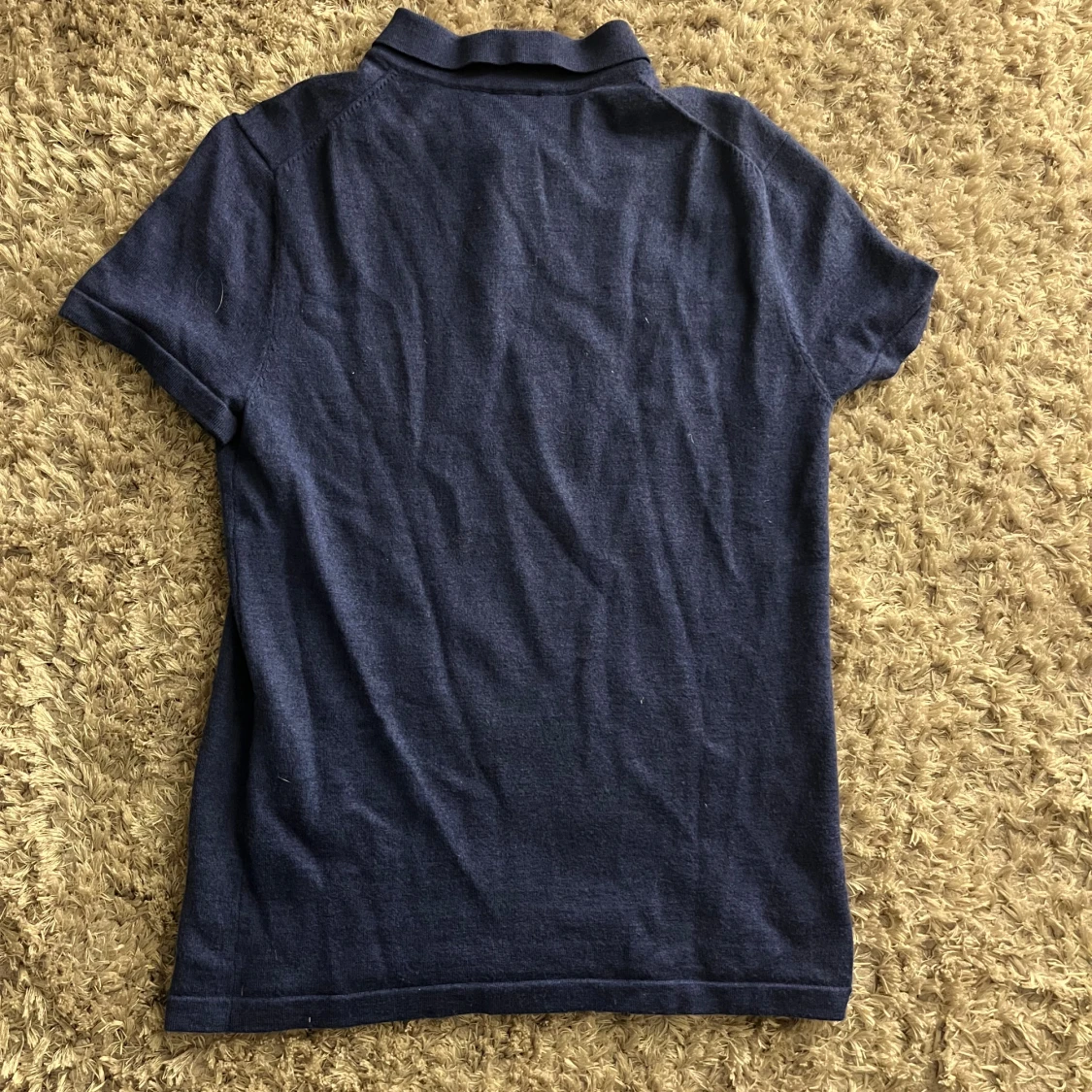 Mörkblå merinoulls piké, John Henric - 1