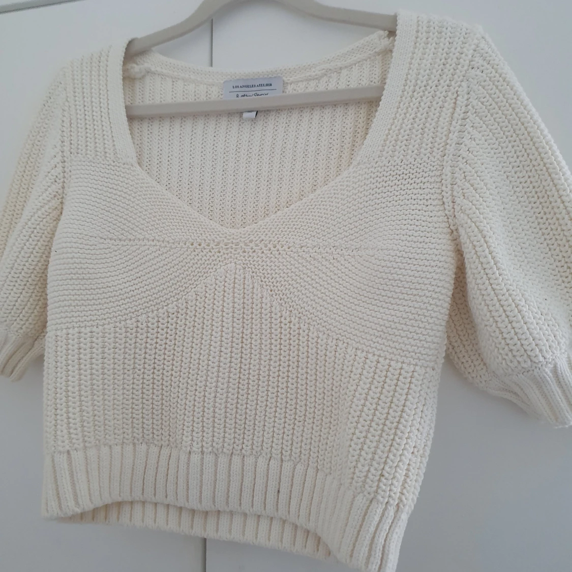 Krämvit stickad topp  - 1