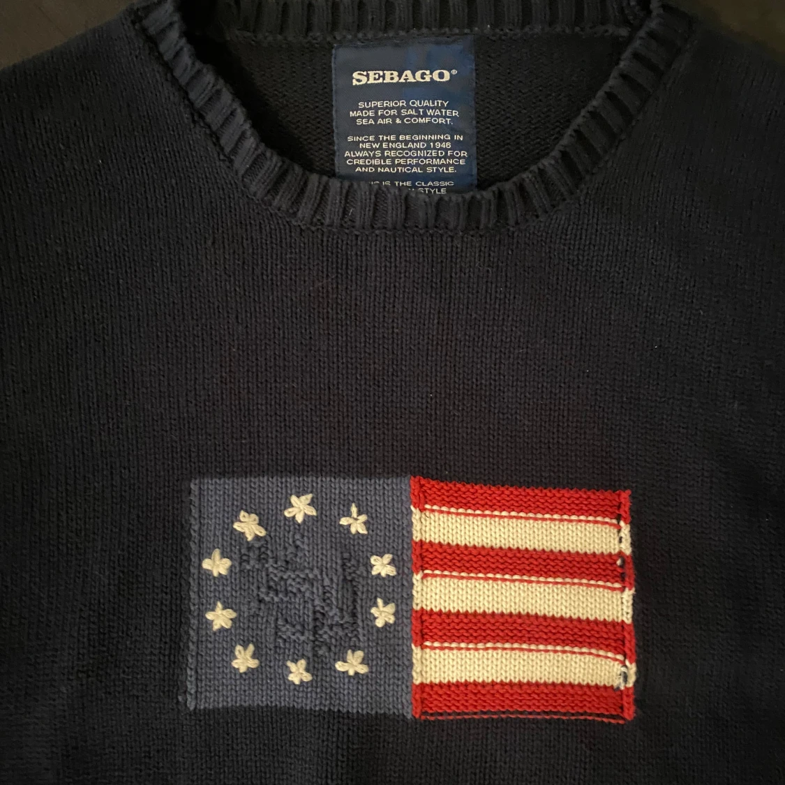Mörkblå stickad tröja Sebago  - 1