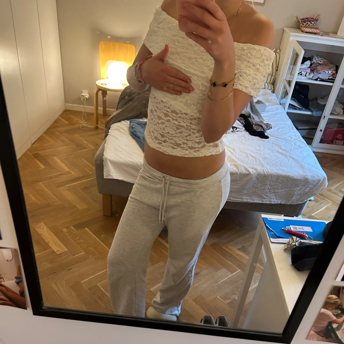 Vit offshoulder spets tubtopp - 3