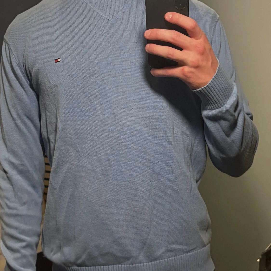 Ljusblå stickad tröja Tommy Hilfiger