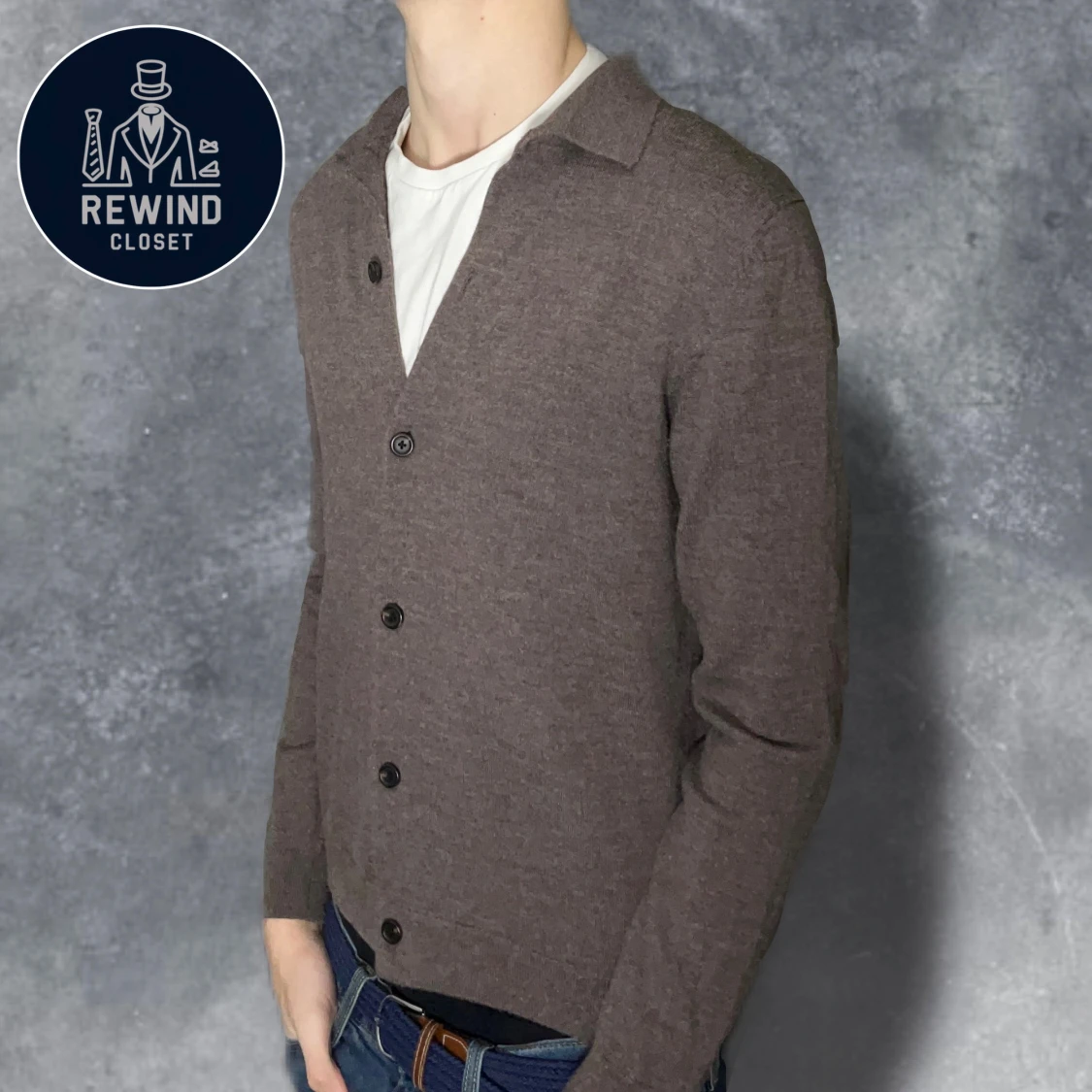 Stickad cardigan 100% merinoull