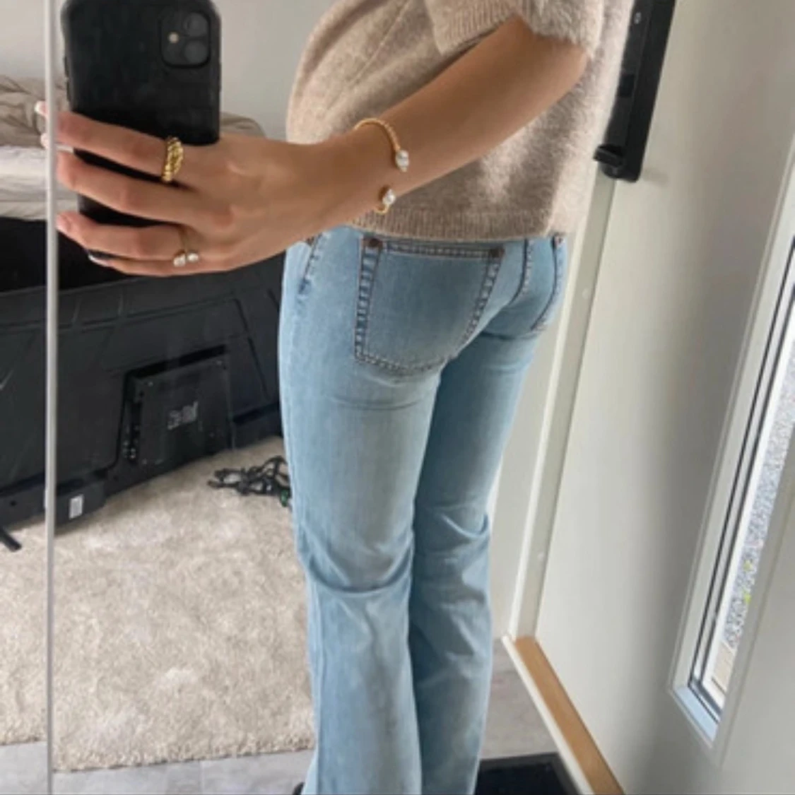 low waist ljusblåa jeans  - 1