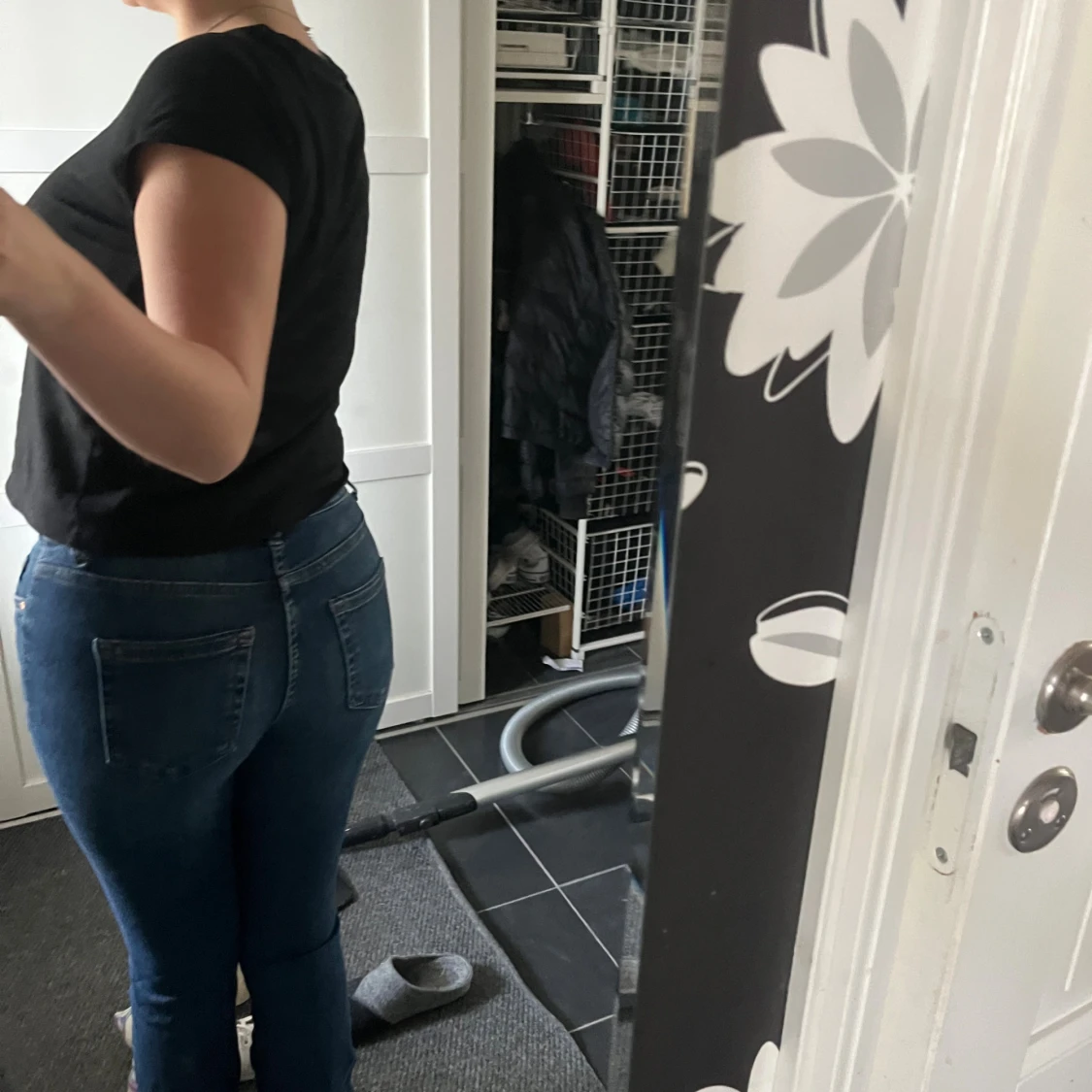 Blå bootcut jeans med normal midja - 2