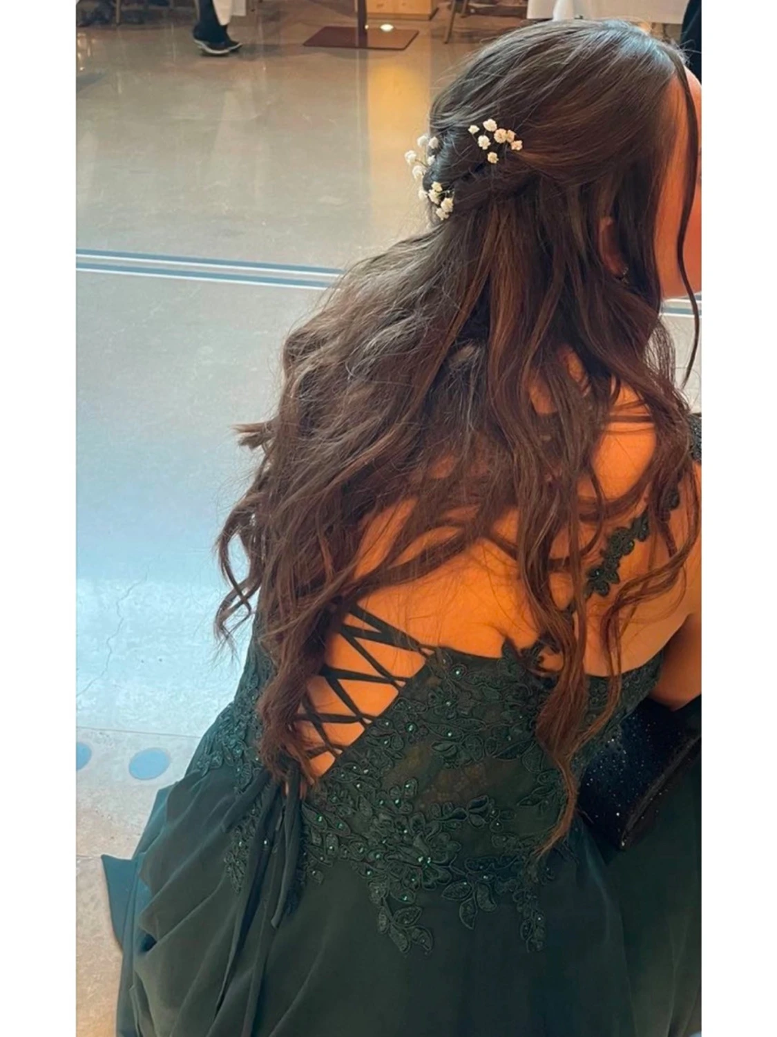 Mörkgrön långklänning - 1