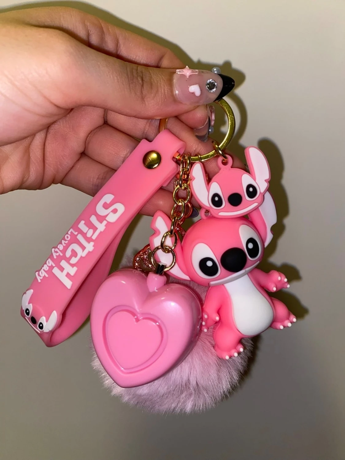 Rosa stitch nyckelring med alarm - 1