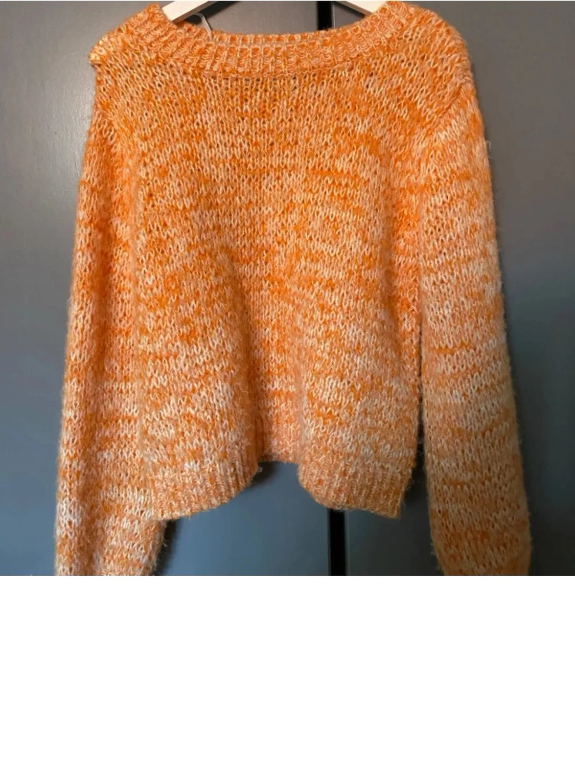 Stickad orange melerad tröja - 3