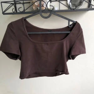 Brun croppad topp  - En enkel och basic brun croppad topp/magtröja med korta ärmar och rundad halsringning. Lite tjockare tyg men jätte mjuk o bekväm💕