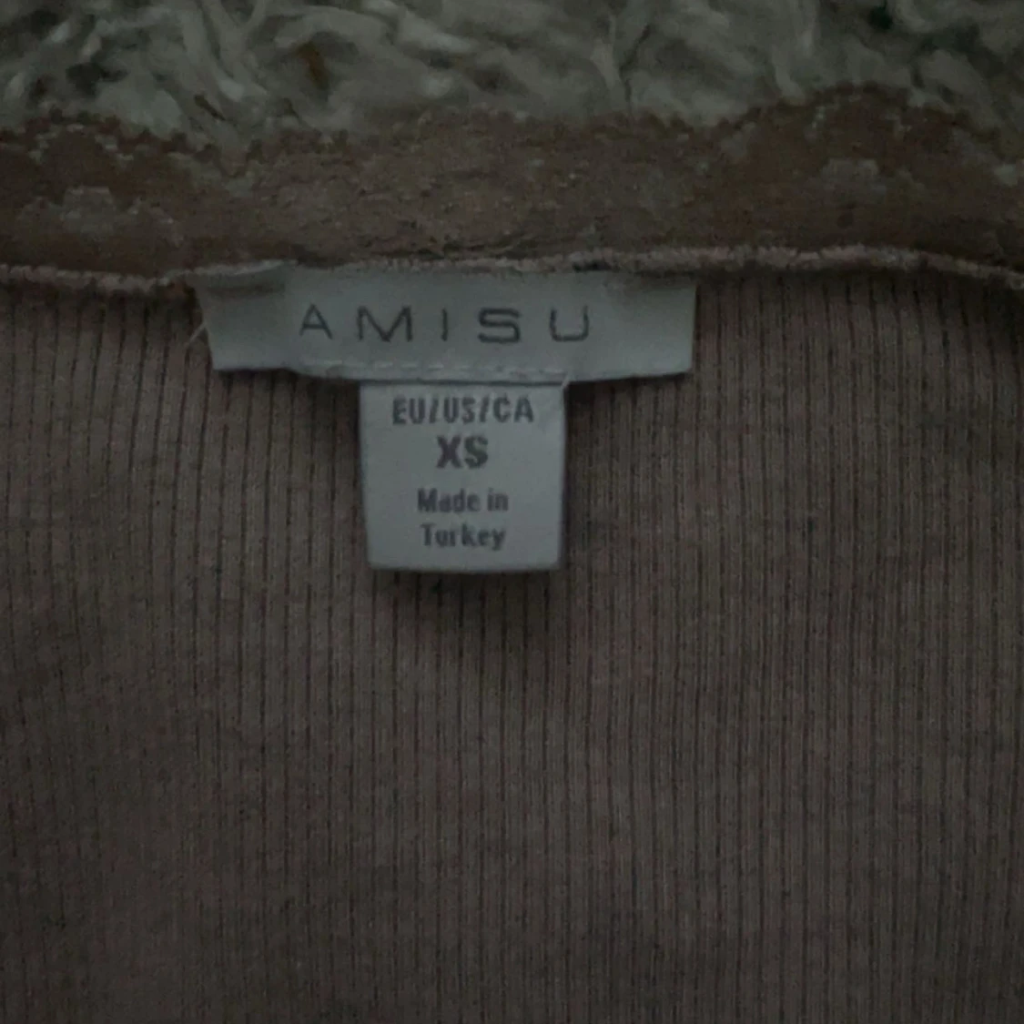 Beige ribbad långärmad topp Amisu - 2