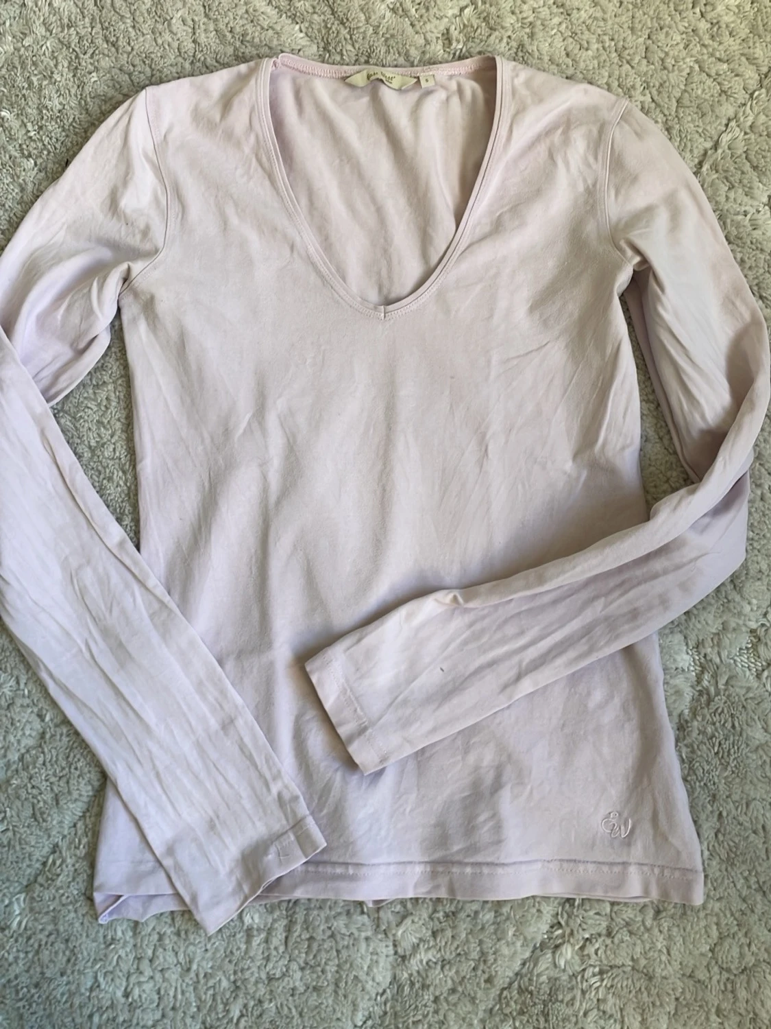 Ljusrosa långärmad topp med v-ringning