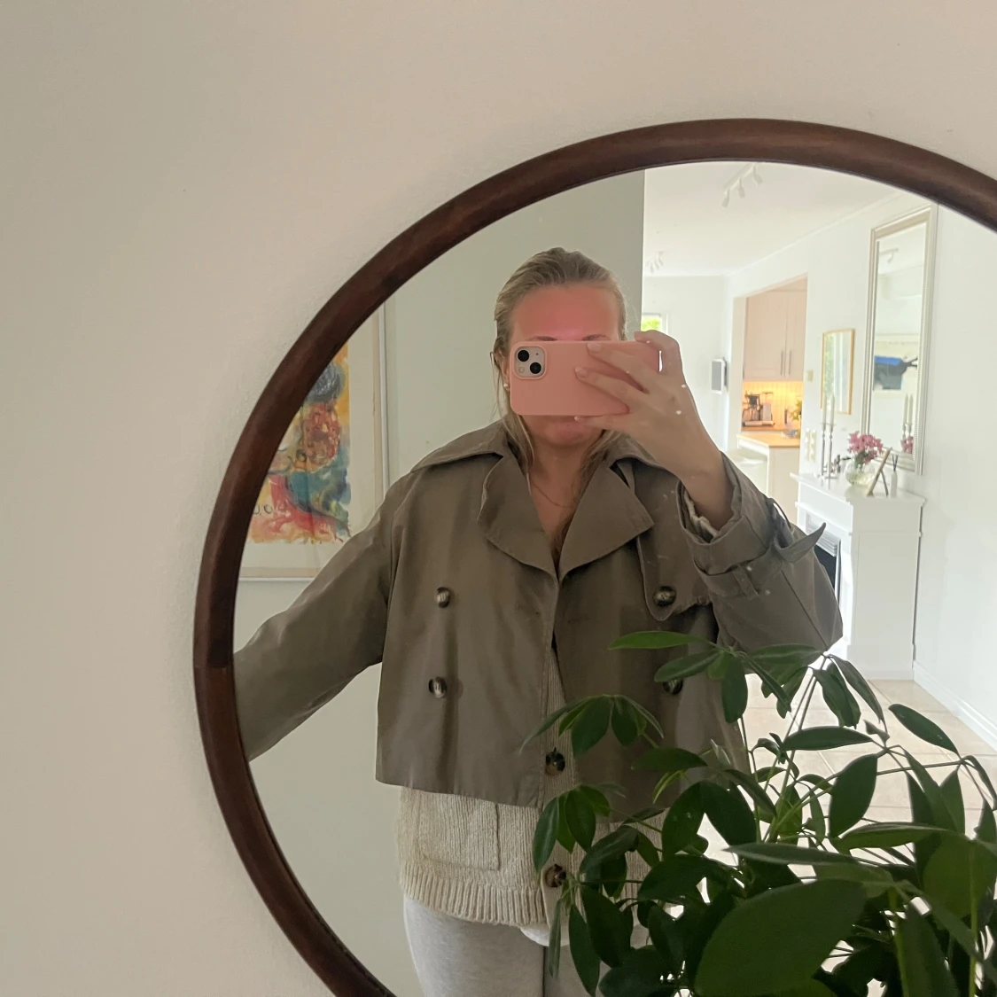 Kort brun/grön trenchcoat från H&M