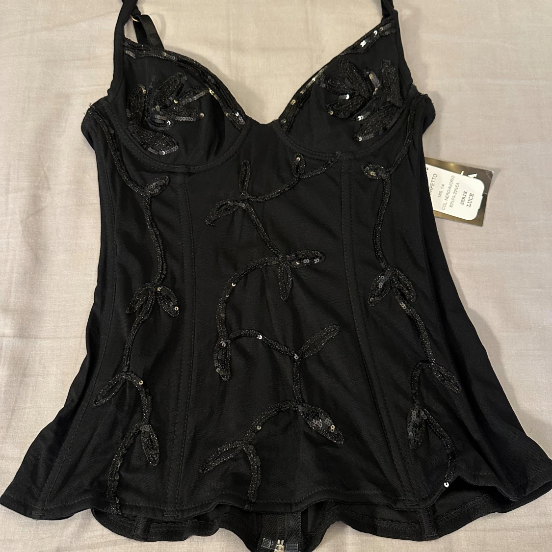 Mesh sequins embroidered corset top  - 1