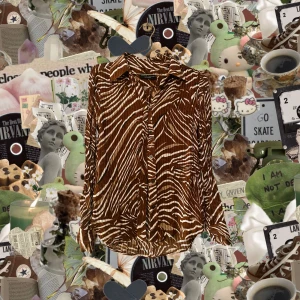 Zebra print blus  - Passar some storlek M, har en lös knapp.