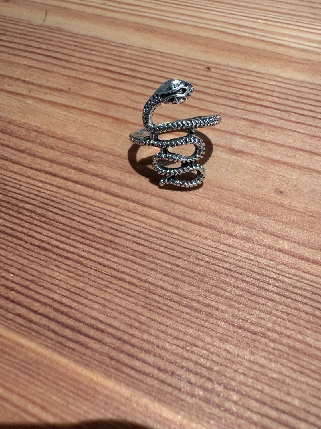 Silvrig ring med orm-design - 1