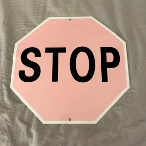 rosa stopp skylt  - fint skick