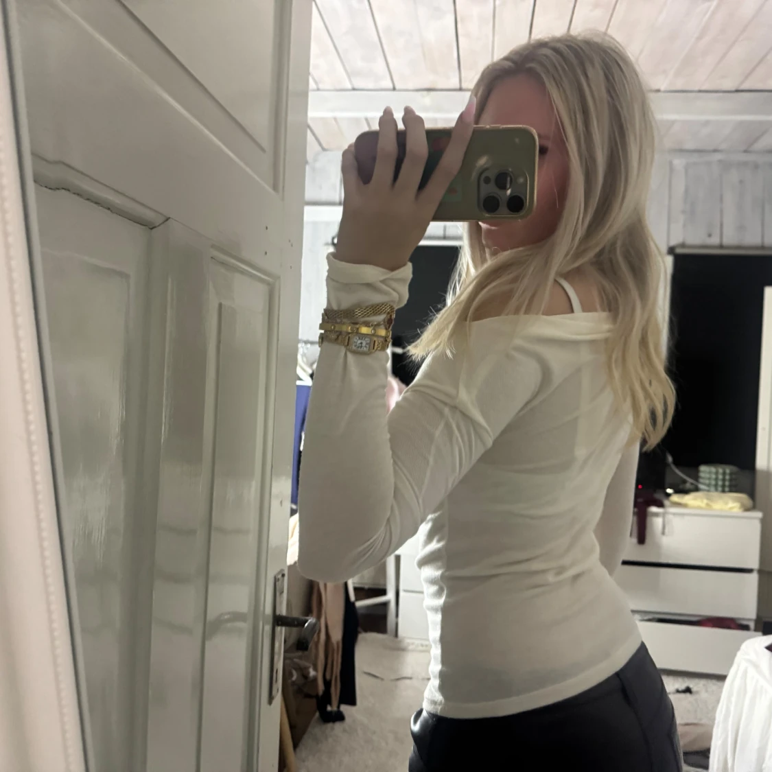 Offshoulder vit långärmad topp - 3