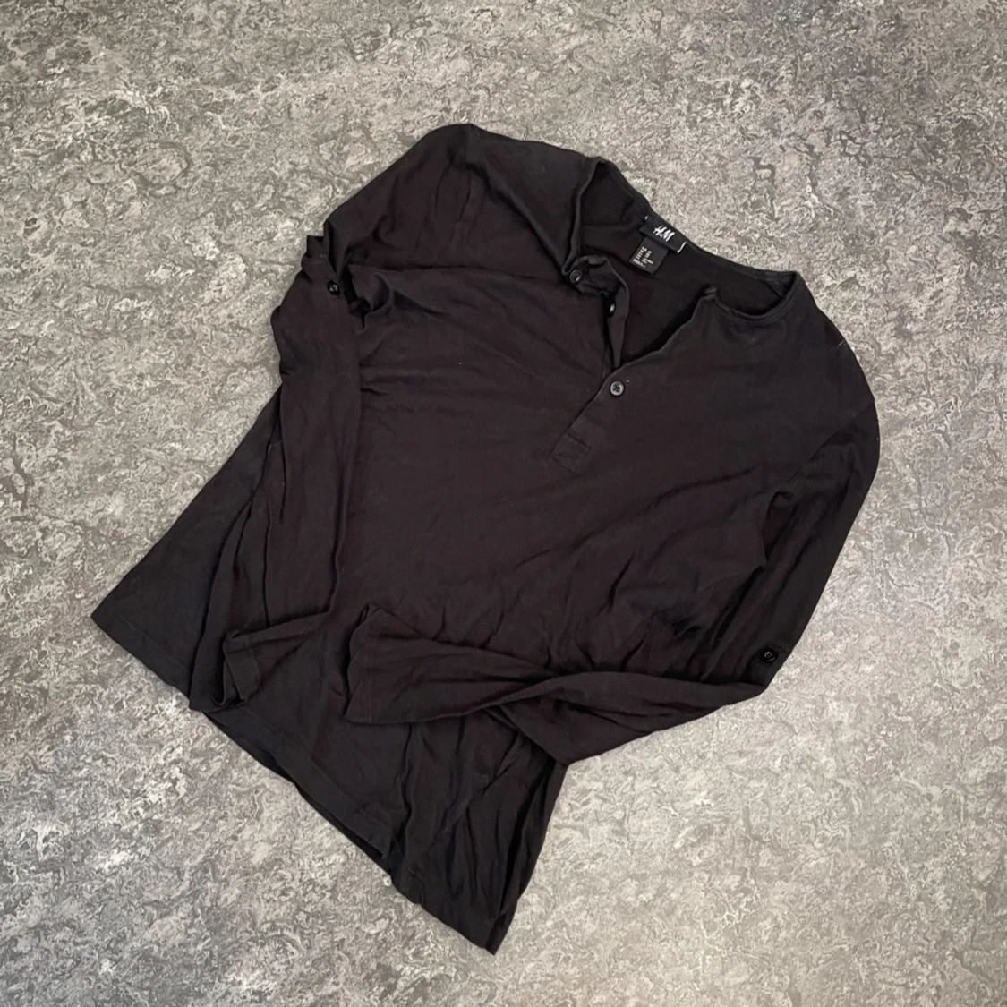 Svart långärmad pikétröja H&M