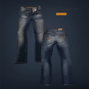 Nudie jeans ( sjuk tvätt!)  - Säljer ett par sjukt feta nudie jeans men extremt snygg tvätt som ger en avslappnad och vintage känsla 💫|| Modellen på bilden är 183cm✅ || Skick 9,5/10 || Hör av er vid frågor!! 🙌🏻