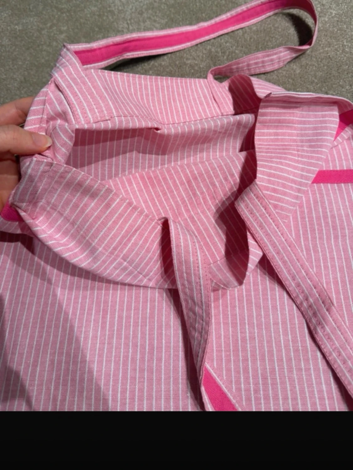 Rosa randig shoppingväska i bomull - 2