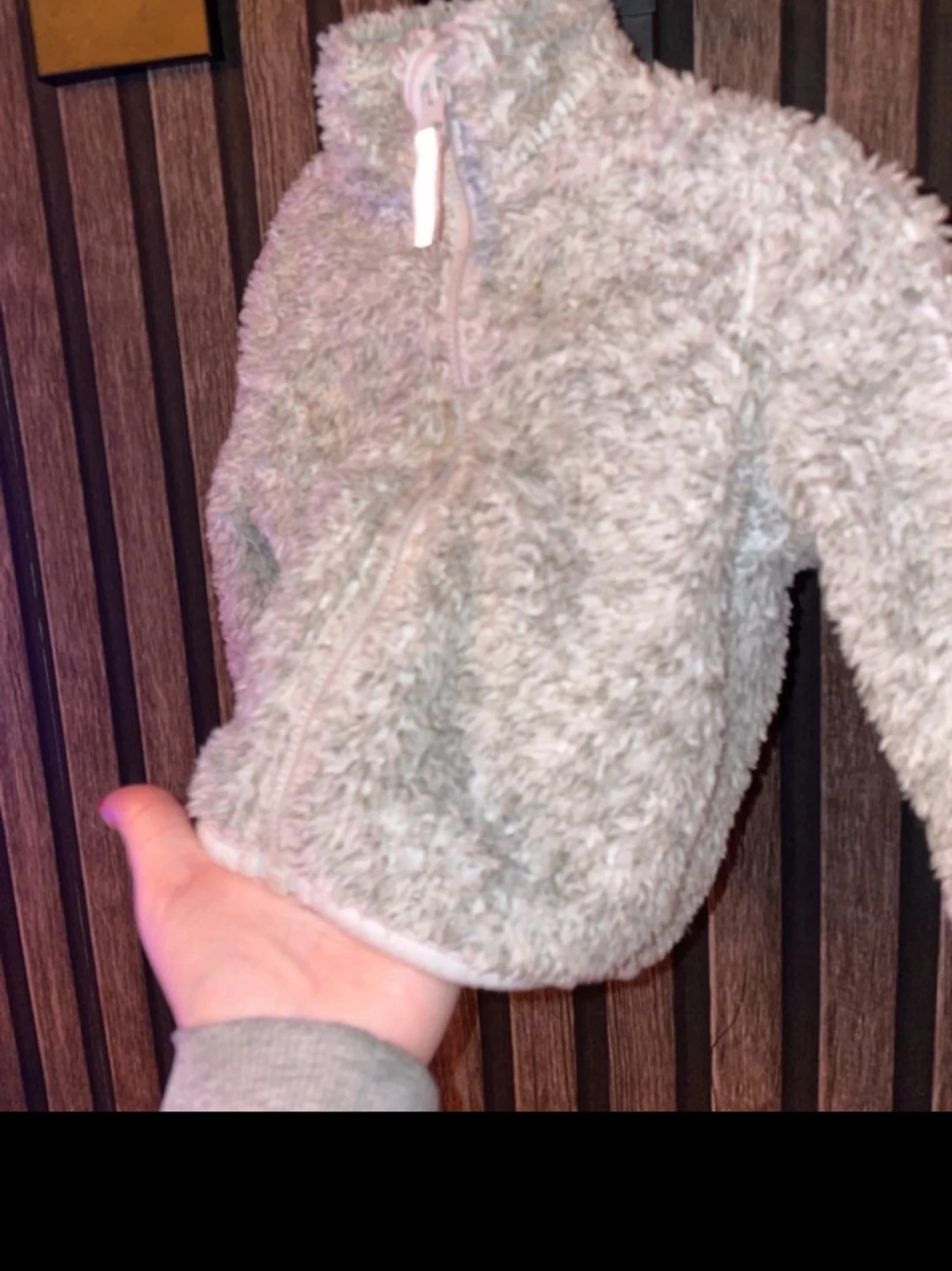 Ljusgrå teddyjacka med dragkedja storlek 68 - 1