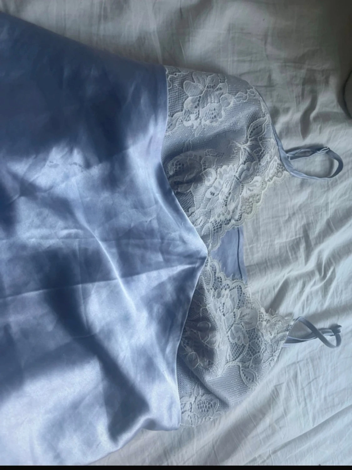 Ljusblå spetsdetaljerad pyjamas y2k 2000s  - 2