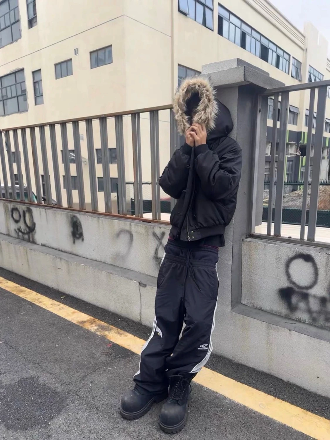 Nylon Bomber Fur Jacket - 1