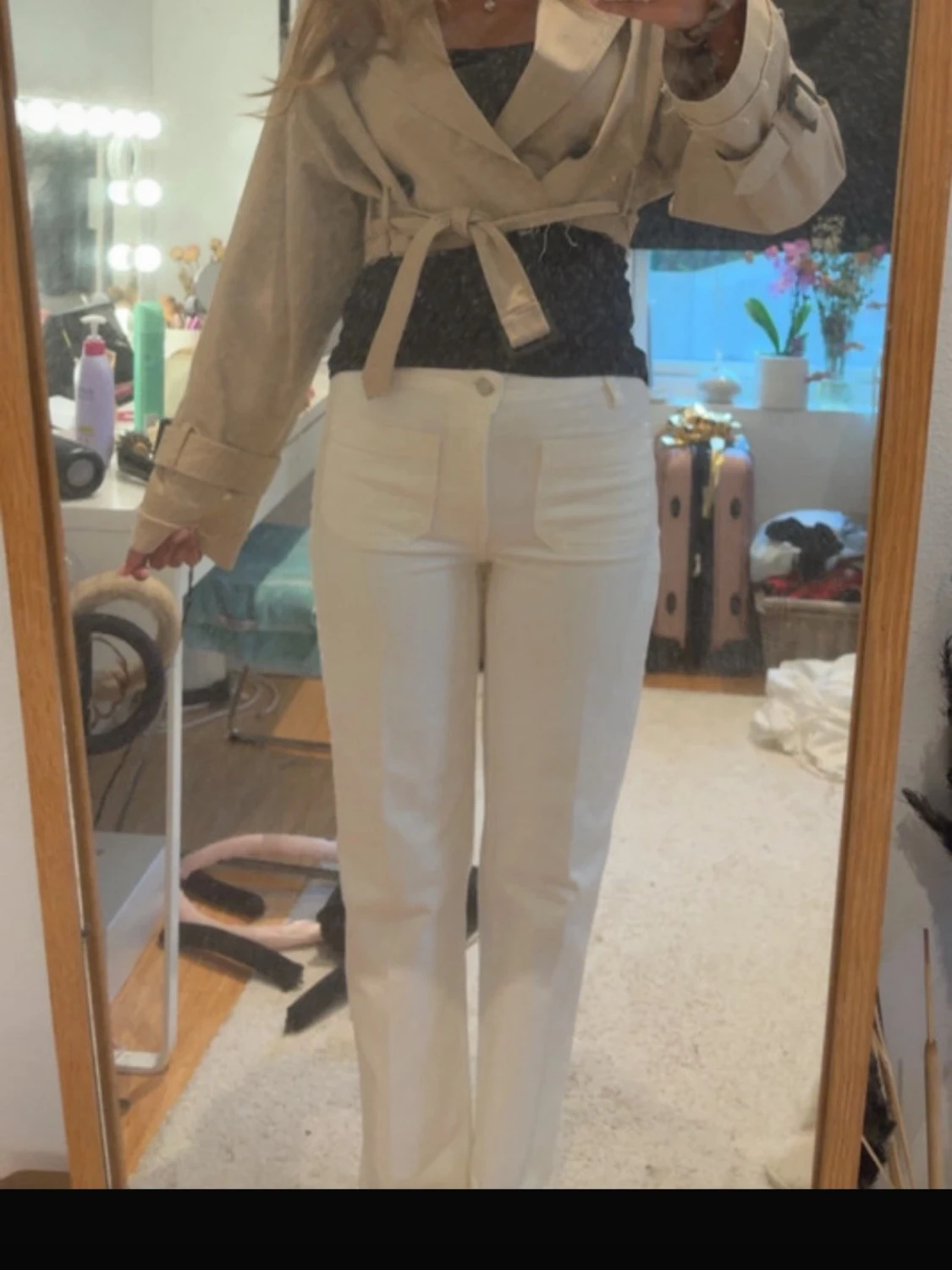 Vita jeans med fickor - 2
