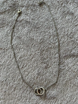 Silverfärgat halsband med dubbla ringar - Snyggt halsband i silverfärg med två sammanlänkade ringar som hänge.