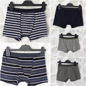 Kalsonger Boxershorts Storlek 158/164 Lager157 - . - 5 stycken kallingar i fint+ok använt skick och en är oanvänd. - De gröna är mest använd det syns i tvättlapp samt tråd/sömskavank finns på något ställe på ben . Nopper och ludd finns i gren/rumpa. - Någon till skavank kan förekomma som jag har missat men jag har försökt att granska så gott det går..