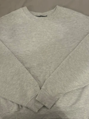 Ljusgrå basic sweatshirt från Bikbok - En stilren ljusgrå sweatshirt med rund hals och långa ärmar. Tröjan har en avslappnad passform och ribbade muddar vid ärmslut och nederkant. Perfekt för en enkel och clean look.